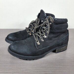 Steve Madden Gentra Lace-up Combat Boot, Black Leather, Womens Size 8.5 M